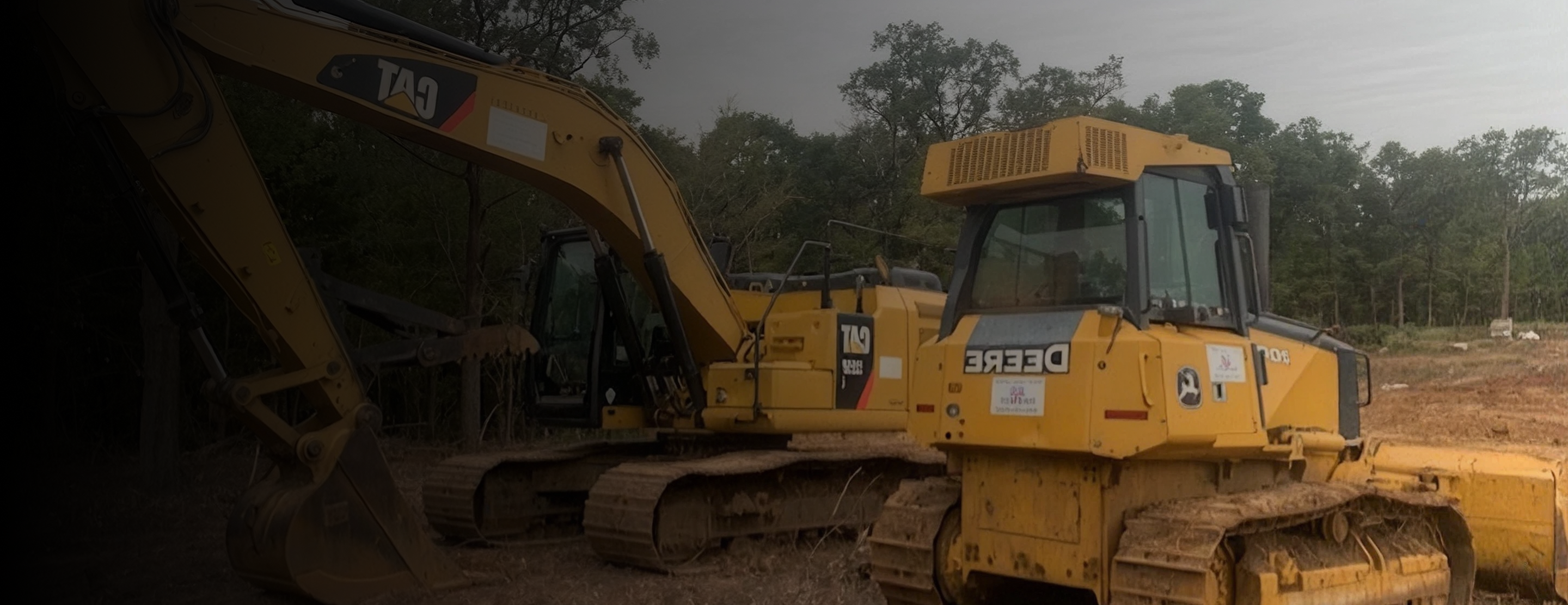 Construction equipment on a prepared job site