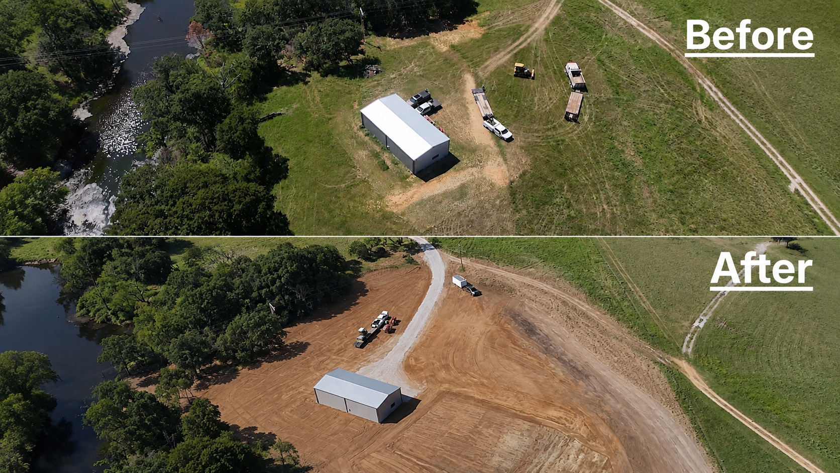 Before and after view of a property transformation